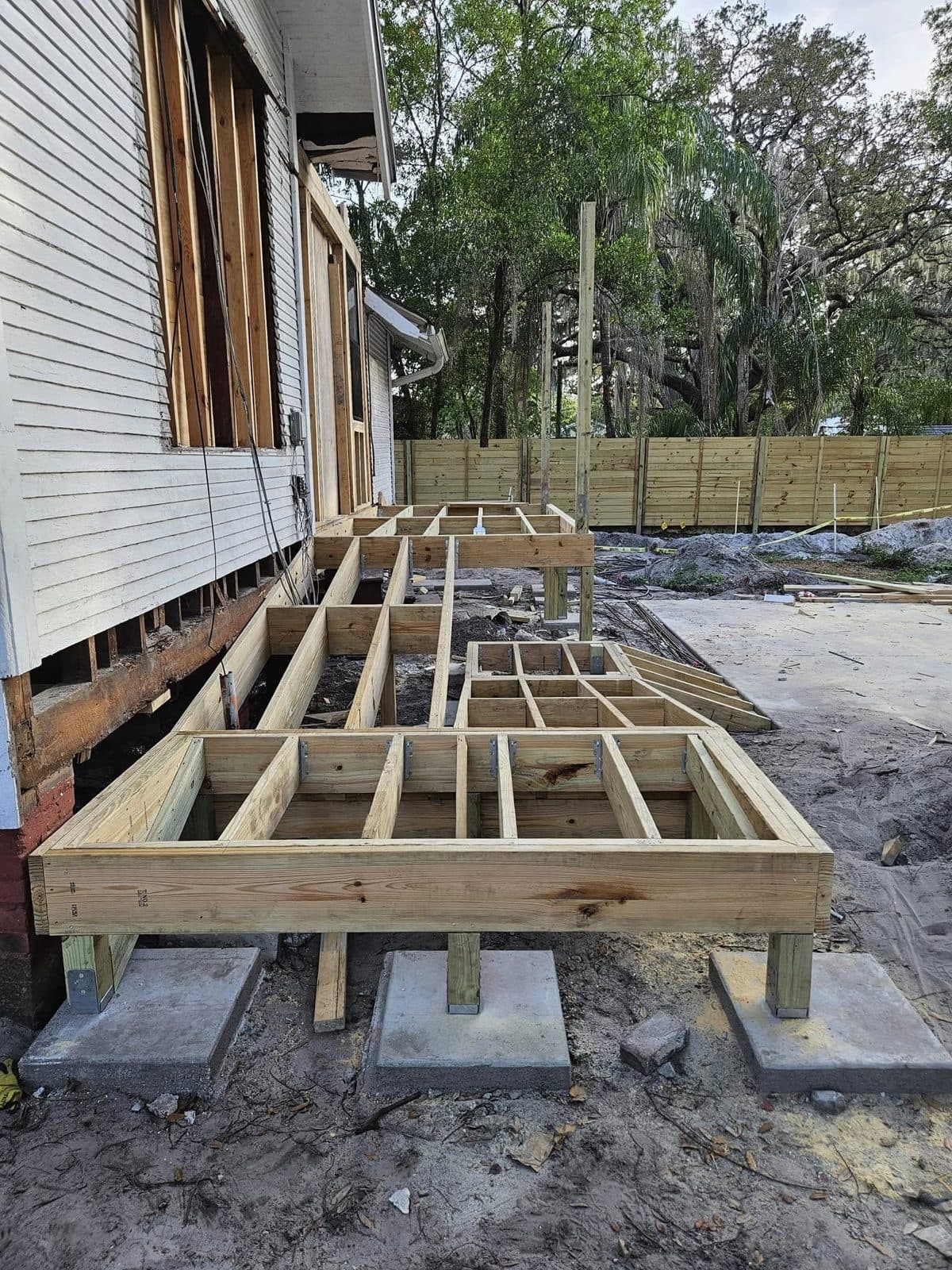 Structural floor framing and joists on a True Carpenters job site