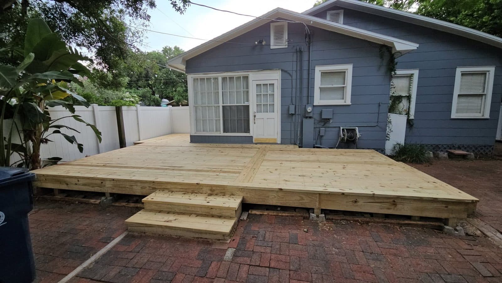 Completed deck build viewed from the yard